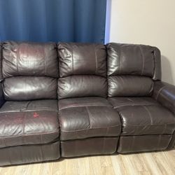 Leather Recliner Sofa 