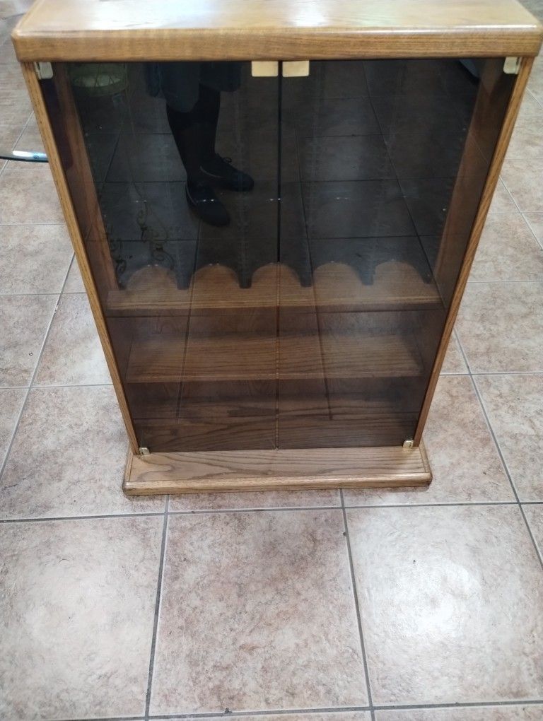 Antique CD, DVD, VHS WOODEN SHELF With Light