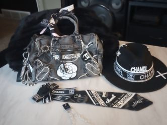Fedora hat matching tie and purse set