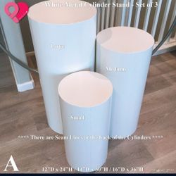 Set Of 3 White Pedestals Wedding Party Decor