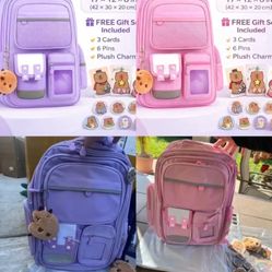 Kids Backpack 17” – Cute School Bag w/ Accessories, Brand New ($5 Clearance)、Mochila Infantil 17” – Linda y Grande, Nueva, ¡Solo $5!