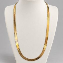 14K yellow gold wide herringbone necklace