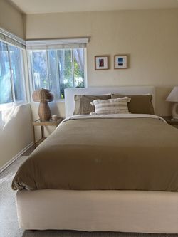 Queen West Elm Bed Frame - Haven slipcover