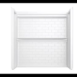 60 in W 61.13 in H 32 in D Four piece Direct-to-stud Tub Surrounds