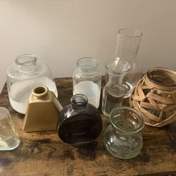Set of 9 Decorative Glass Vases – $10 for All