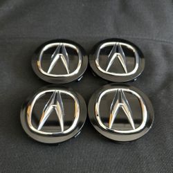 Original 70mm Acura Wheel Center Caps Chrome Logo Black Badge for ACURA RDX MDX TL, RL, TSX, TLX