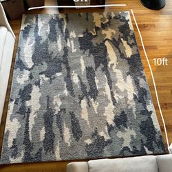 Navy Blue And White Rug (8ft x 10ft)