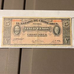 El Estado De Chihuahua Cinco Peso Bill