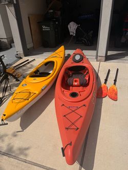Two Kayaks – Pelican and Viper with Paddles