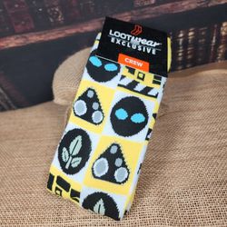 Disney's Wall-E Crew Socks - Size 6 - 12 - Lootwear Exclusive by Loot Crate - Yellow & Black