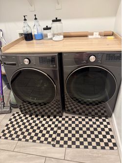LG ThinQ Washer & Dryer Set - Black Steel - Less than 1 year old