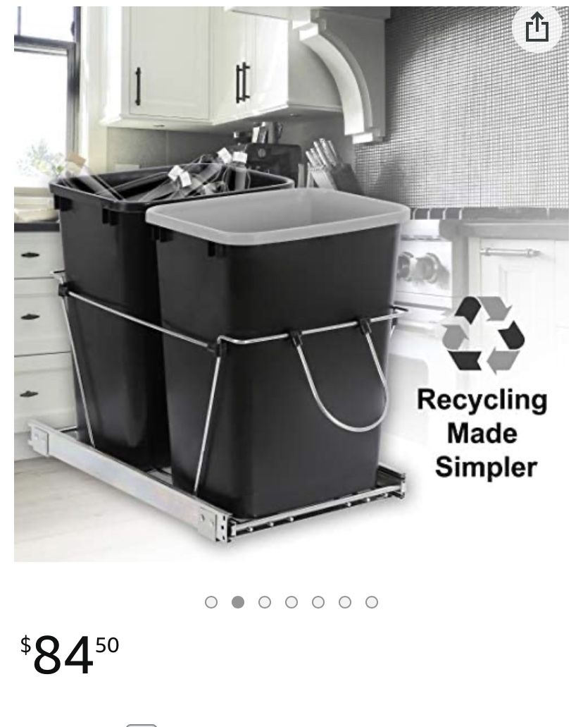 Double 35-Quart Sliding Pull Out Waste Bin Container, Kitchen Trash Can Under Cabinet Trash for Home Base Kitchen Cabinet