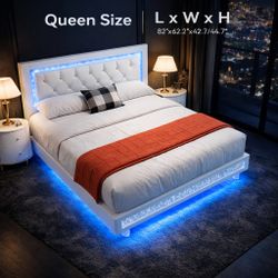 Mattress + Luxury Queen Bed with LED lights