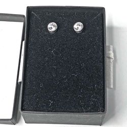 Sterling Silver Bezel Set Stud Earrings 