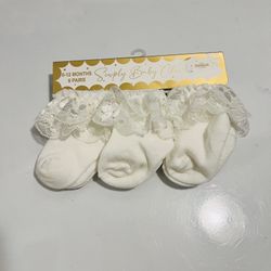 NEW 0-12 Month- Girl White Dress Socks - See Other Listings