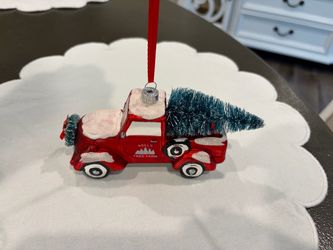 Demdaco glass blown truck Christmas ornament