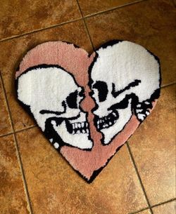 💀 Skull Heart Tufted Rug | Gothic Valentine’s Decor