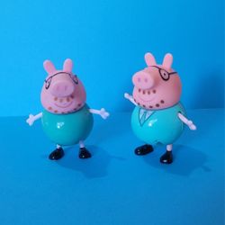Peppa Pig Daddy Mr. Pig 2003 Jazwares 3" Action Figure Father Dad Lot Of 2 
