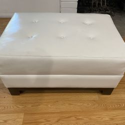 Leather Ottoman - White