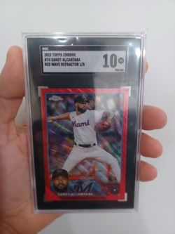 2023 Topps Chrome Sandy Alcantara Red Wave #/5 Sgc10