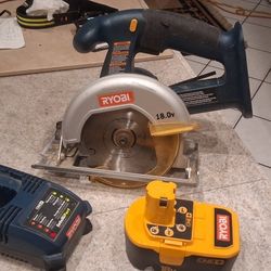👍  Ryobi 18v Cordless Battery & charger & 4" skill saw portable wood tools carbide tipped 4" blade