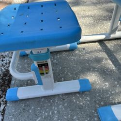 VIVO Blue And White Height Adjustable Children's Desk and Chair Set | Kids Interactive Workstation