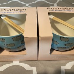 Pusheen Cerami Bowl w/chopsticks and Sushi Set