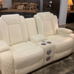 Off White Recline Loveseat