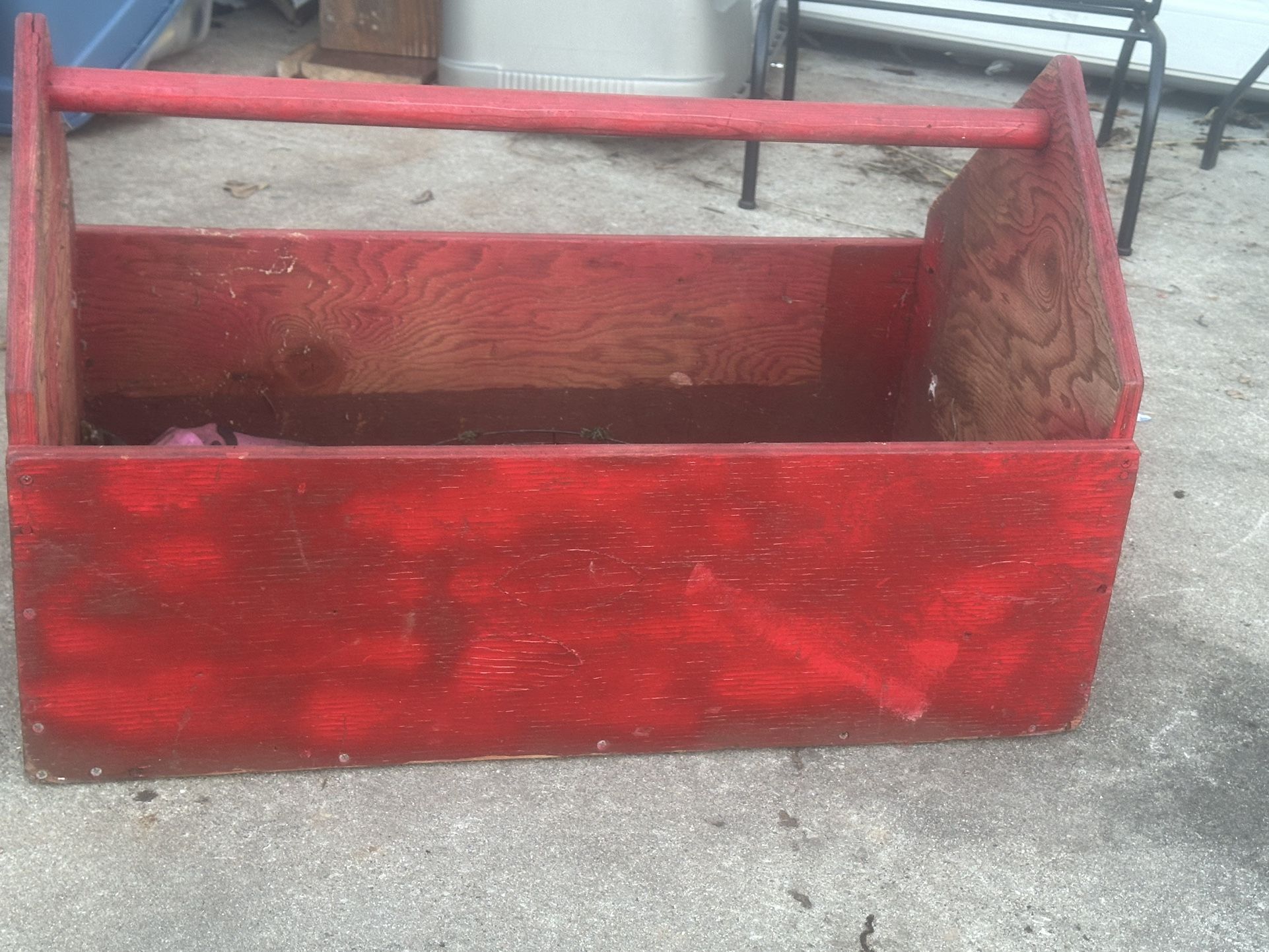 Antique Large Old Wooden Carpenters Box / Planter?