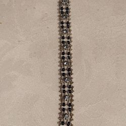 Gorgeous Vintage Bracelet (Black Beads & Blue Rhinestones)