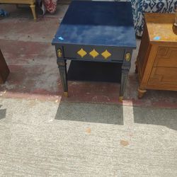 Mid Century Navy Blue With Gold Leaf Table