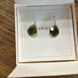 Stella & Dot Topaz Brown Teardrop Earrings – Silver Setting