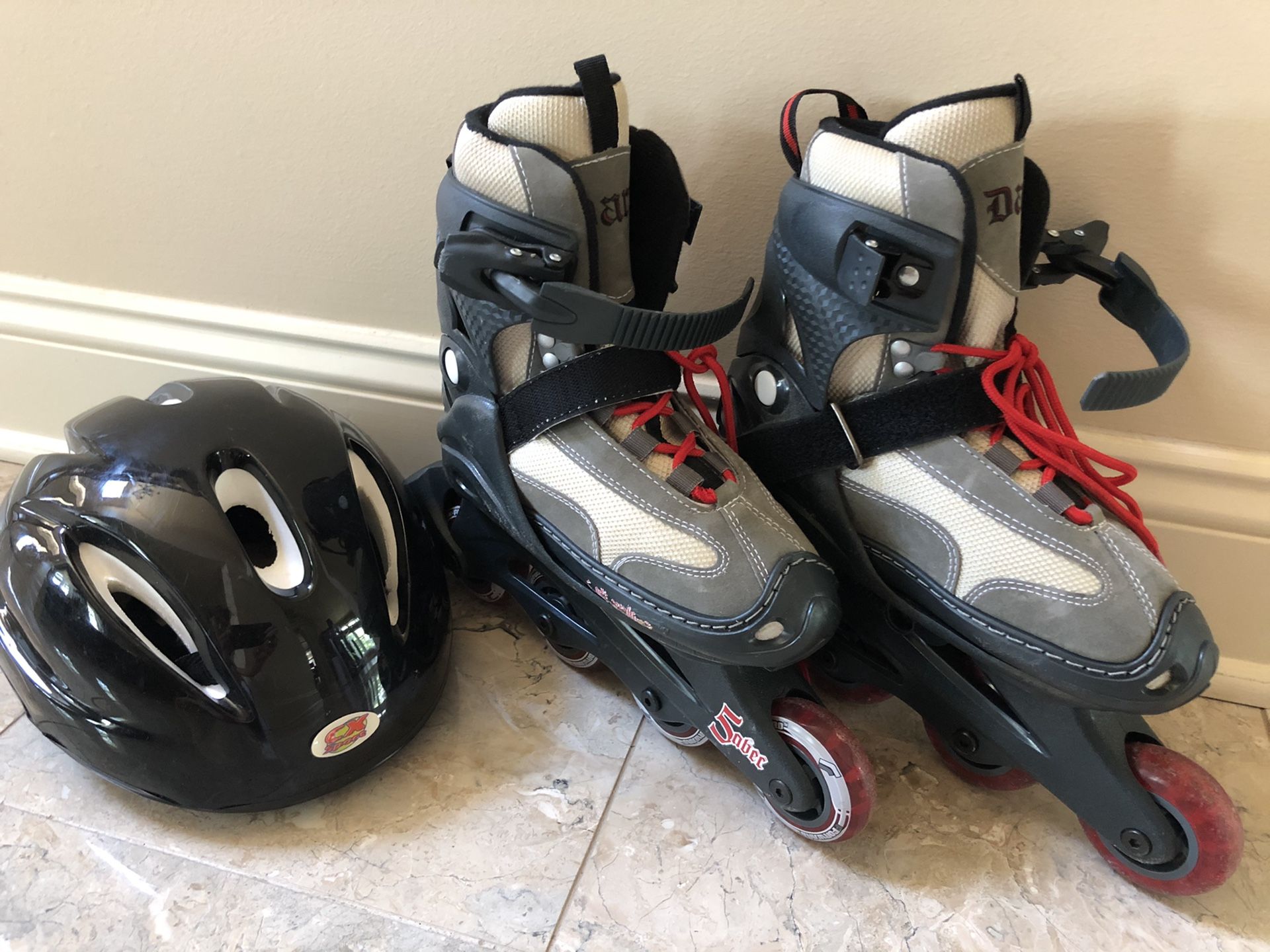 Rollerblades and Helmet (size 1-4)