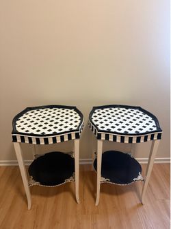Hand Painted Side Tables Pair
