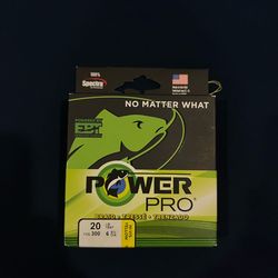 Power pro hi-viz yellow braided fishing line 20lbs, 300yds