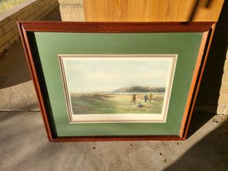 Antique Golf Lithograph Framed 'The Drive' By Douglas Adams 1894 Henry Graves & Co.