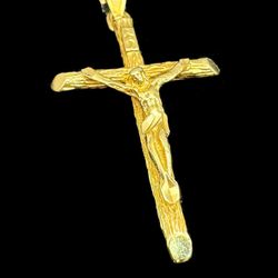 14k solid yellow gold Jesus Cross Pendant Charm