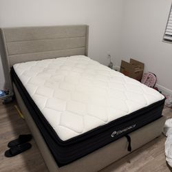 Bed frame with storage + mattress (queen)