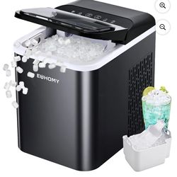 EUHOMY 35lbs/24H Nugget Ice Maker Countertop, Pebble Ice Maker Machine with Auto-Cleaning, Black