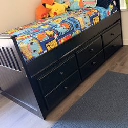 Twin Bed with Trundle Black