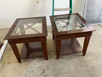 Palm Desert set of two wood side tables