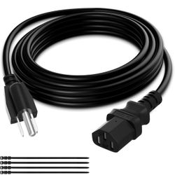 Elecan 3-Prong Replacement Power Cord 25 Ft, Heatproof Flexible Durable AC Device Power Cable for Appliance, Computer, TV, Monitor, Printer, ETL Liste