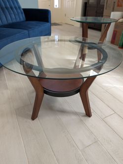 Glass Coffee Table + End Table