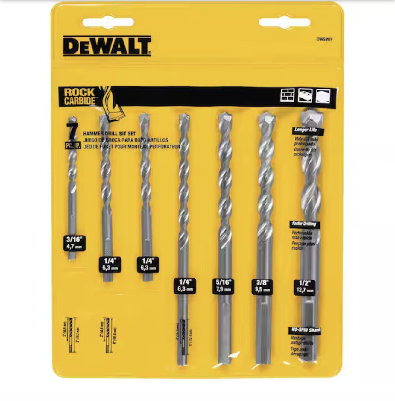 DEWALT Carbide Hammer Drill Bit Set (7-Piece