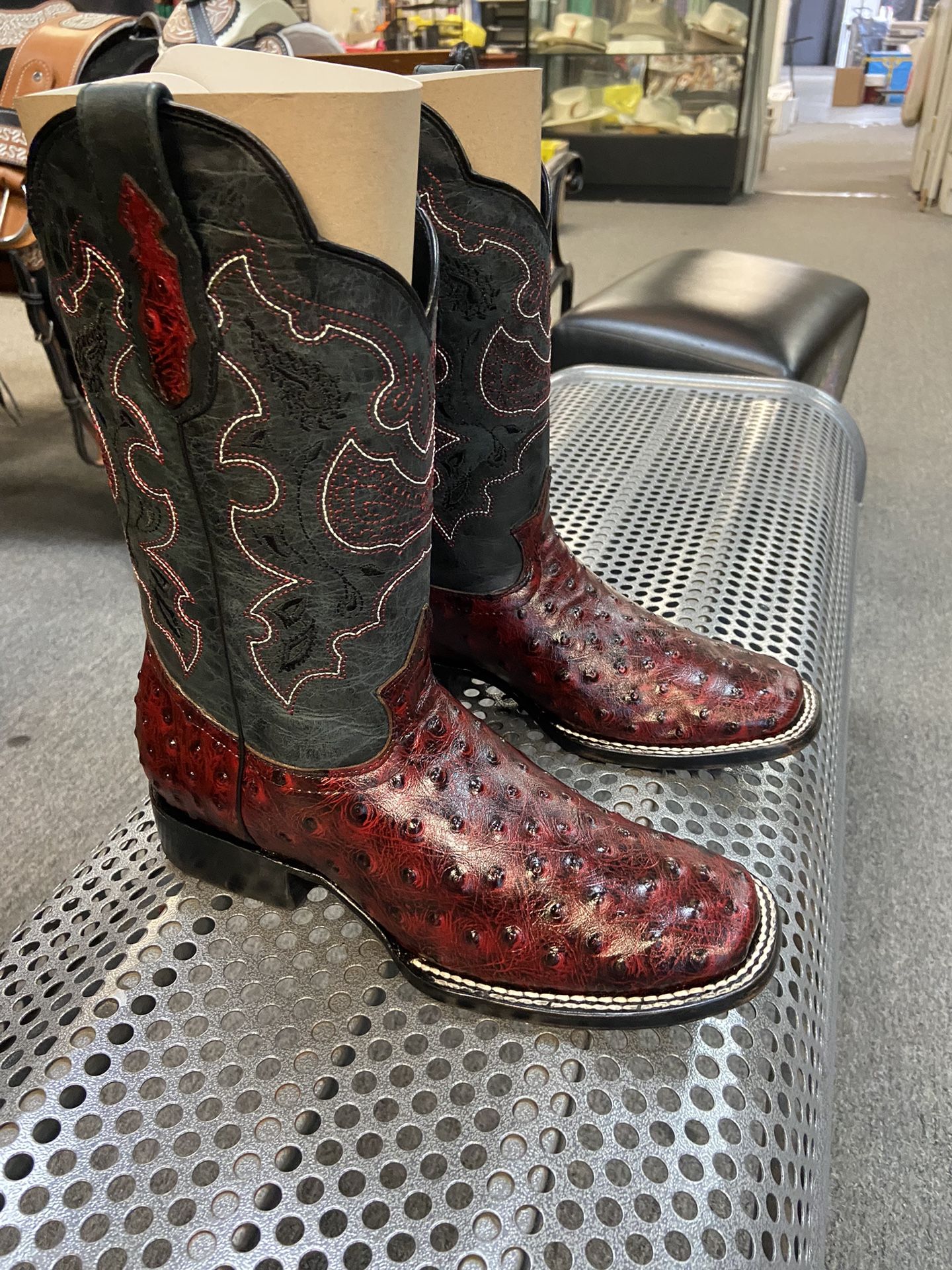 Nuevas Botas Vaqueras De Piel Punta Cuadrada Para Hombre