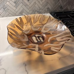 Blown Glass Serving Or Decorative Bowl 