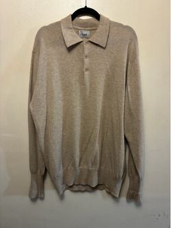 Harrods Knitwear Men's Polo Sweater Beige Wool Blend