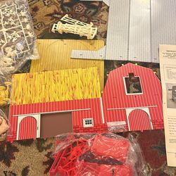 Vintage T. COHN Tin Barn, Machines and car w/Some Farm Animals
