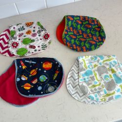Four Reversible Homemade Baby Burp Cloths