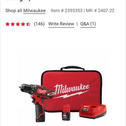 Price Drop!!Brand New In Box Milwuakee M12 Cordless 3/8 Compact Drill Drive Kit 